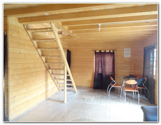 Duplex wood house interior